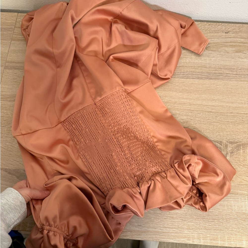 Anthropologie Ruffled Off-The-Shoulder satin midi dress women’s Sz XL - Picture 9 of 12